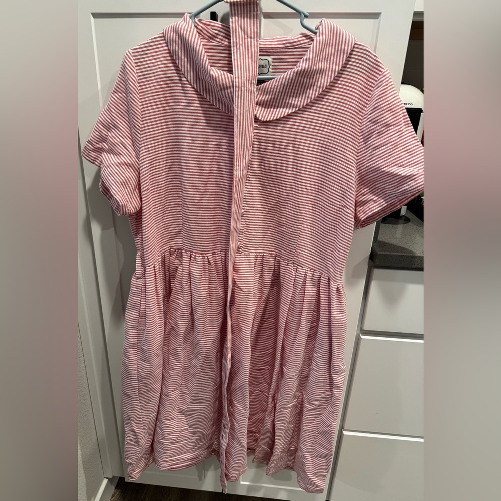 Joanie Clothing red stripe collared dress US14/16
